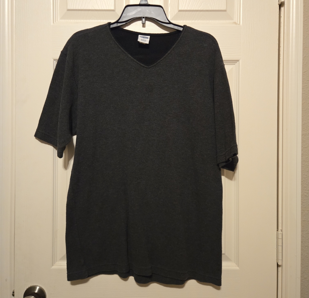 Old Navy Black V-Neck Tee with Floral Lining